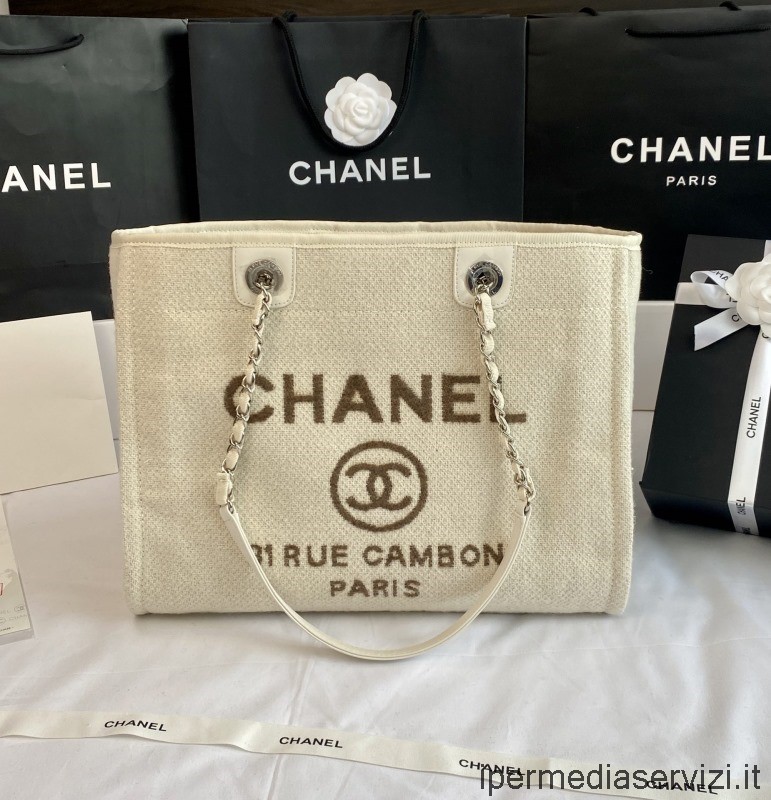Replica Chanel Piccola Borsa A Tracolla Shopping Catena Deauville Beige A67001 33x14x24 Cm