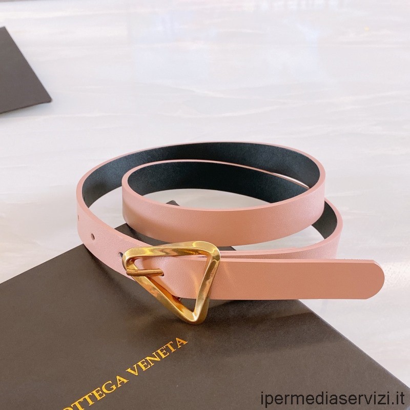Replica Bottega Veneta Cintura In Pelle Con Fibbia A Triangolo Rosa 20mm