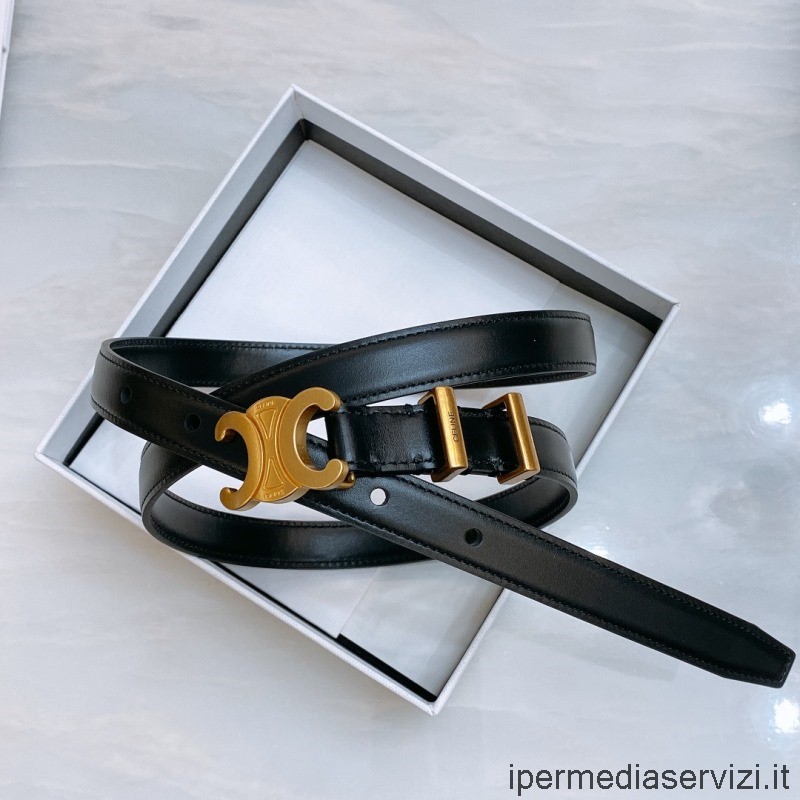 Cintura Replica Celine Medium Triomphe In Pelle Di Vitello Nera 18mm