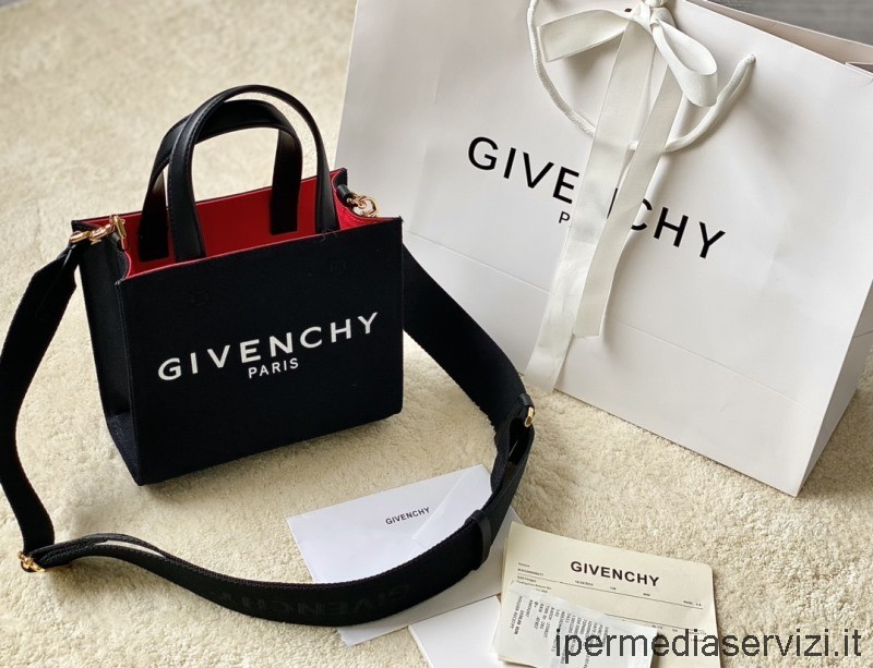 Replica Givenchy Borsa Della Spesa Mini G Tote In Tela Di Cotone Nera 19x8x16cm