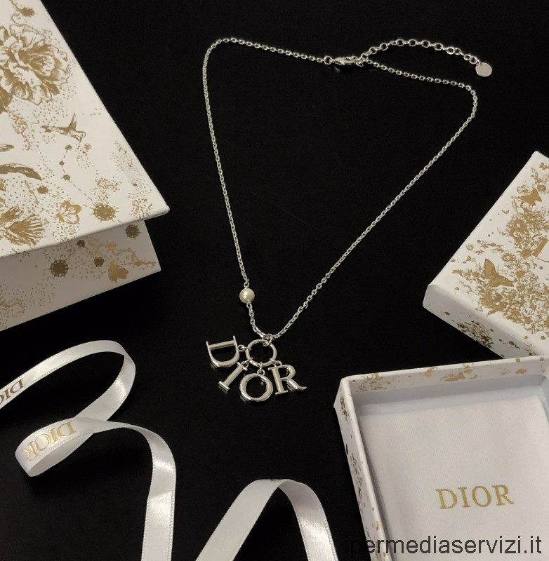 Replica Collana Con Ciondolo In Argento Con Monogramma Dior Revolution
