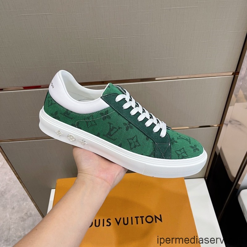 Replica Louis Vuitton Lv Resort Sneakers Basse In Tessuto Denim Monogramma Verde Da 38 A 45