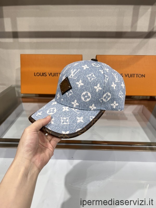 Açık Mavi çoğaltma Louis Vuitton Monogram Beyzbol şapkası şapka