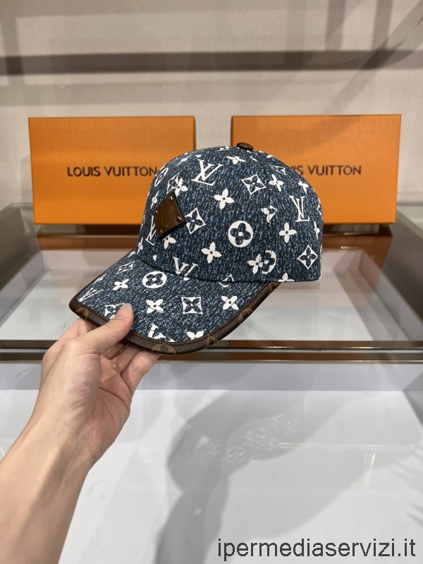 Mavi çoğaltma Louis Vuitton Monogram Beyzbol şapkası şapka