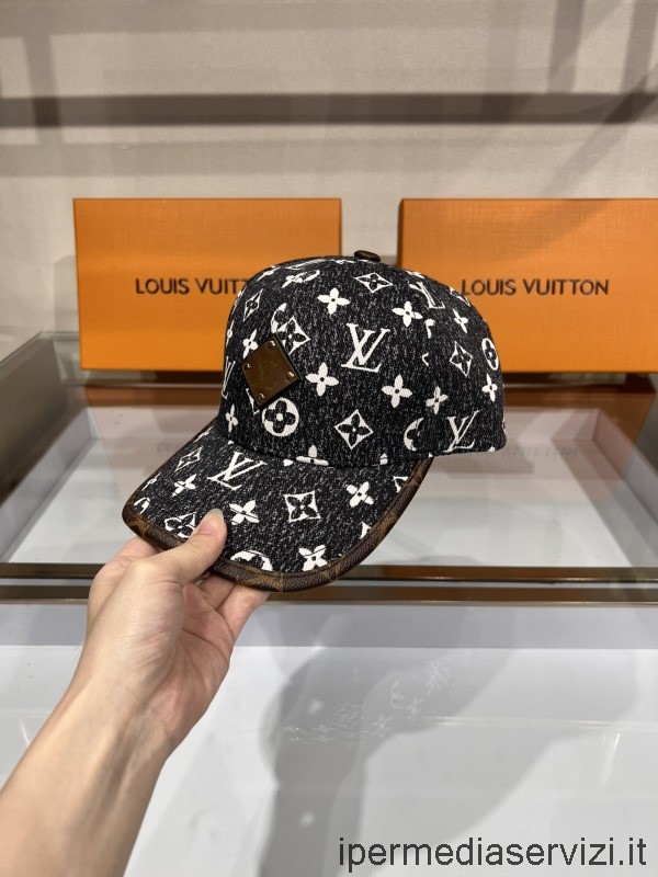 Siyah çoğaltma Louis Vuitton Monogram Beyzbol şapkası şapka